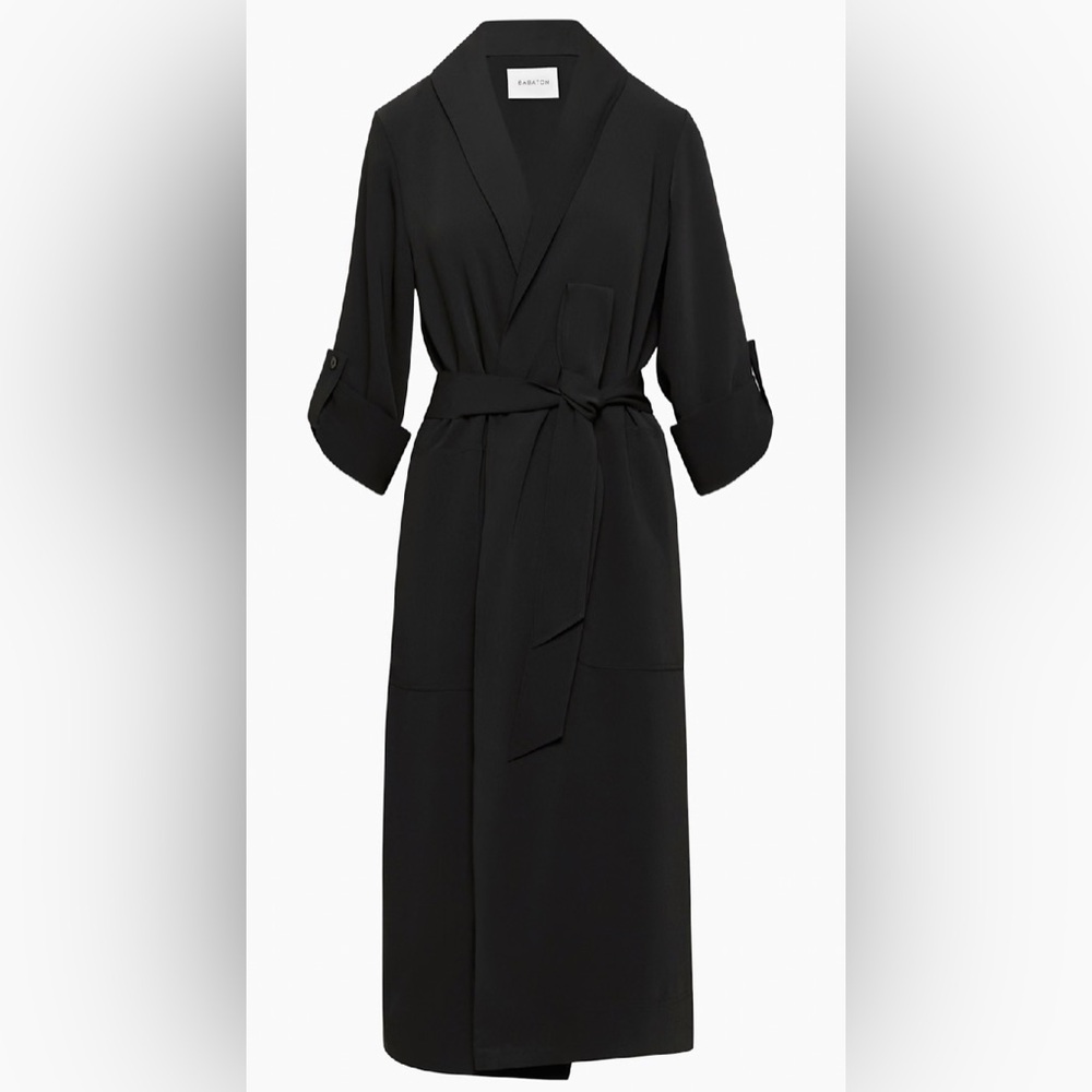 Babaton Black Long Open Front Duster Coat - Picture 2 of 16